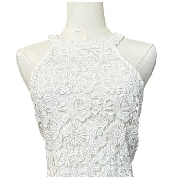 Lulu’s Ivory Lace Halter Mini Dress Floral XL - Picture 3 of 8